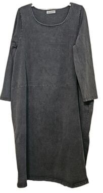 MORDENMISS Cocoon Dress Lagenlook Black Mineral Wash Long Sleeve Baggy Pockets
